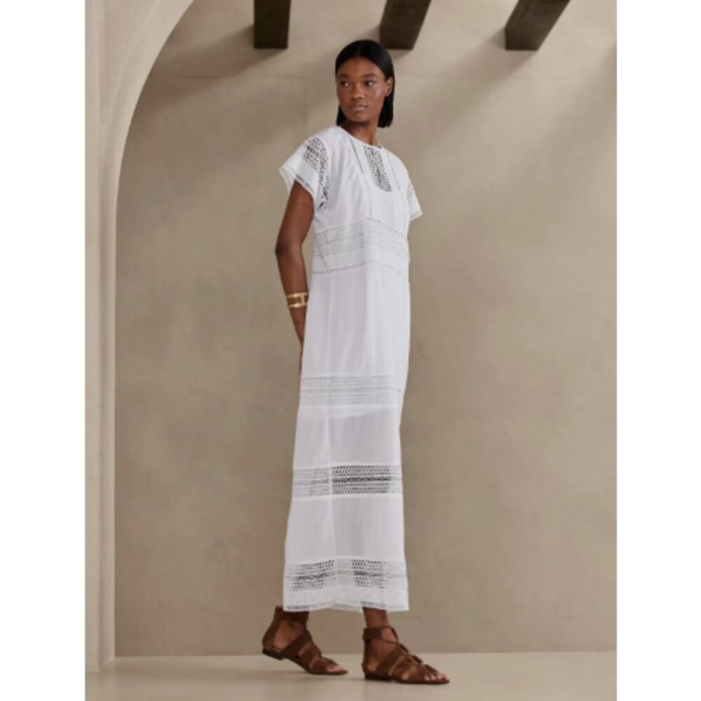 BANANA REPUBLIC NWT White Auriene Lace Maxi Dress, Size Medium - Picture 2 of 15